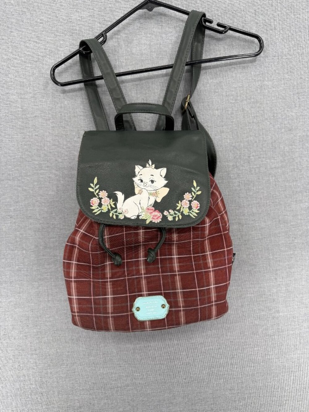 Loungefly Disney The Aristocats Marie Green Faux Leather & Plaid Rucksack